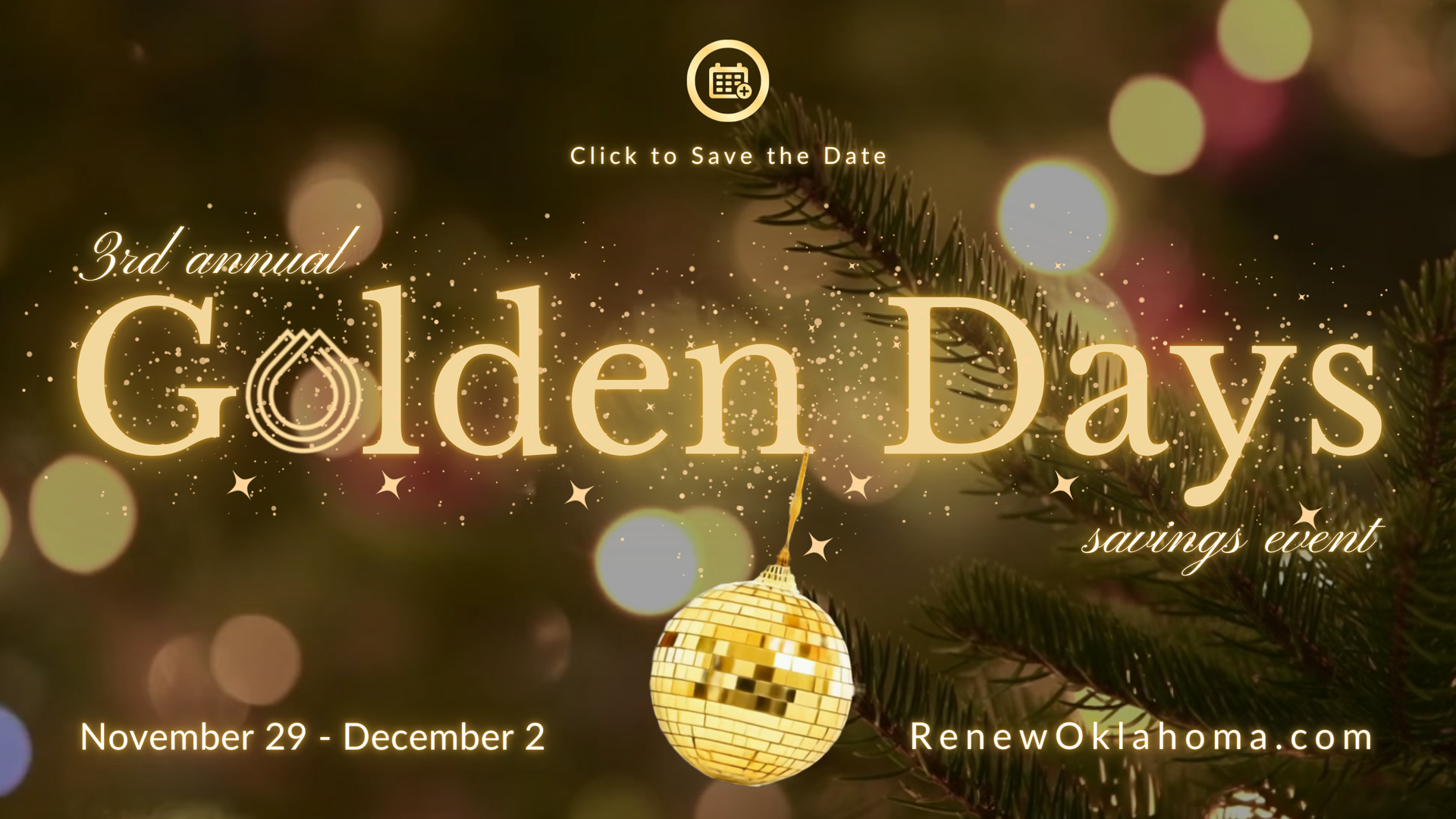 Load video: Save the date! 3rd Annual Golden Days Savings Event at RenewOklahoma.com Nov 29 - Dec 2