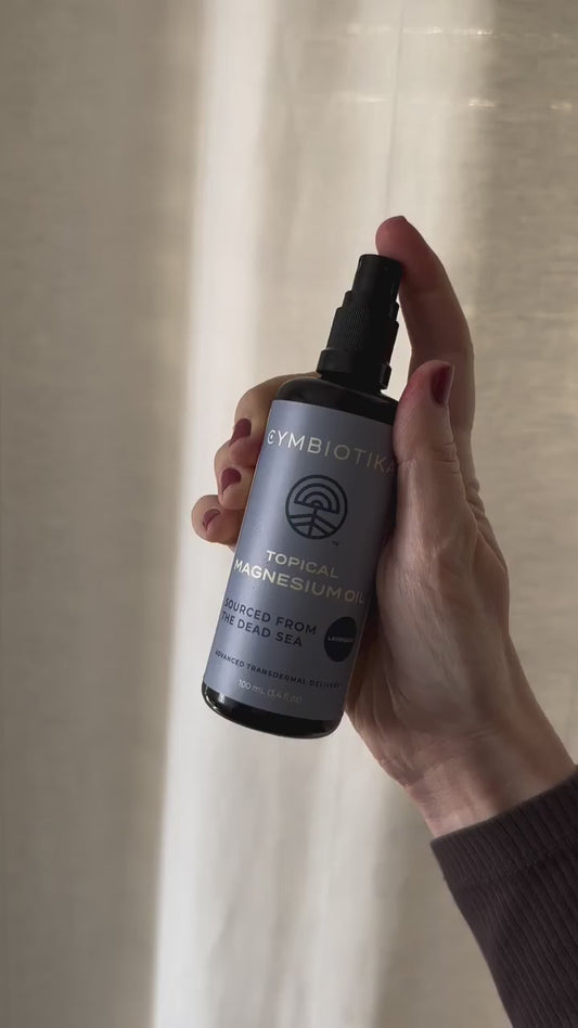 Want to know our biggest obsession for a great night’s sleep, less ache in our joints, calming our anxious feelings and reducing our inflammation? Our newest product: Cymbiotika’s Topical Magnesium Oil Spray.

Topical, or transdermal magnesium, offers a quick and easy way to boost magnesium levels beyond taking an oral supplement. It’s a fast solution for sore muscles and tired joints, simply spray onto the affected areas. Additionally, our topical magnesium oil spray prepares your body for sleep. Applying 