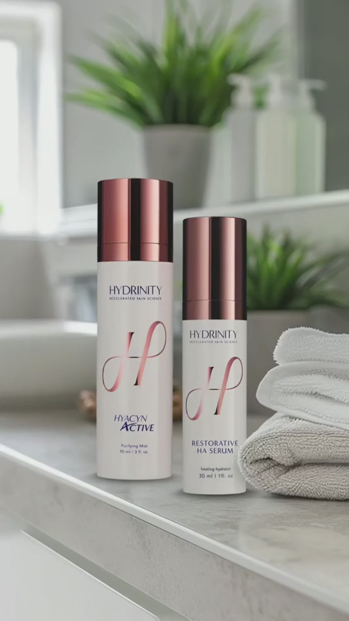 Discover a dynamic duo: Hydrinity Hyacyn Active Mist + Restorative HA Serum